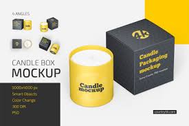 Candle Box Mockup Set In Packaging Mockups On Yellow Images Creative Store