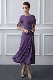 A Line Princess Jewel Neck Tea Length Mother Of The Bride Dress With Ruching Crystal Bro Cocktail Dress Wedding Mother Of Bride Outfits Mother Of Groom Dresses