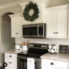 Microwave Stove Combo With Upper Cabinets Higher Above Microwave For Extra Storage I Like The Kitchen Remodel Small Kitchen Remodel Farmhouse Kitchen Decor