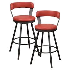 These bar stools have a high back just like normal dining room or kitchen chairs. Lexicon Appert Metal Pub Height Swivel Stools In Dark Gray Red Set Of 2 5566 29rd