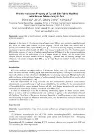 Ltd in china @aliyun.com mail. Wrinkle Resistance Property Of Tussah Silk Fabric Modified With Butane Tetracarboxylic Acid Scientific Net