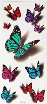 Colorful 3d Butterflies Scorpions Cats Temporary Tattoos 3d Butterfly Tattoo Butterfly Tattoo 3d Tattoo