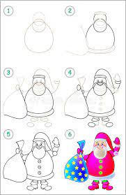 The reindeer is also thicker. Page Shows How To Learn Step By Step To Draw Santa Claus Stock Vector Illustration Of Design Line 74350689