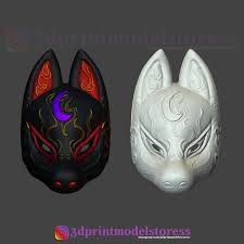 Japanese Fox Mask Demon Kitsune Cosplay Stl File Helmet Etsy In 2020 Japanese Fox Mask Japanese Fox Fox Mask