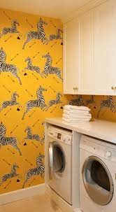 Love The Wallpaper Laundry Room Yellow Yellow Laundry Rooms Laundry Room Decor