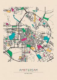 These digital city maps are available as a jpeg or ai / eps file. Amsterdam Netherlands City Map Digital Art By Inspirowl Design