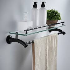 Bathroom wall shelf unit with 2 shelves and 2 towel hanging bars. Single Tier Bathroom Glass Shelf Glass Bathroom Shelf With Towel Bar Bathroom Glass Shelf Chrome Black Rose Golden Buy Single Tier Bathroom Glass Shelf Glass Bathroom Shelf Bathroom Glass Shelf Product On Alibaba Com