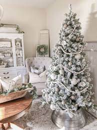 8 Prince Flock Artificial Christmas Tree Unlit In 2021 Flocked Christmas Trees Decorated Cottage Christmas Flocked Artificial Christmas Trees