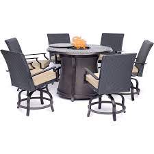 Check spelling or type a new query. Hanover Aspen Creek 7 Piece High Dining Set With A 48 Cast Top Fire Pit Table Walmart Com Walmart Com