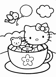 Download and print these teacup coloring pages for free. Hello Kitty And Teddy Bear In Tea Cup Coloring Page
