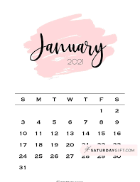Cute Free Printable January 2021 Calendar Saturdaygift In 2020 Printable Calendar Template 2021 Calendar Calendar Printables