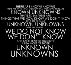 It might also not be inaccurate, but i'm disinclined to mislead anyone. David Satterlee Essay Known Knowns And Unknown Unknowns