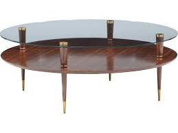 It's comprised of driftwood gray finish with metal accents that creates a vintage feeling. Lillian August Modern Living Clear Oak Brass 45 Wide Round Coffee Table Lnalw13311