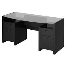 499 99 Kathy Ireland Office By Bush Furniture New York Skyline 63 Inch Double Pedestal Desk With Bow Front Glass Top Bush Furniture Double Pedestal Desk Desk