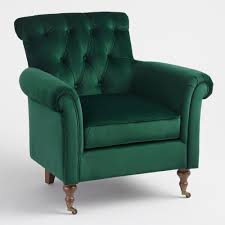Dark Green Dimitra Roll Arm Chair By World Market Green Velvet Chair Rolled Arm Chair Green Armchair