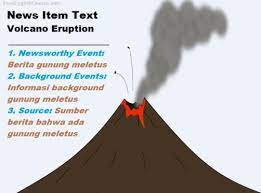 Bencana alam adalah suatu peristiwa alam yang mengakibatkan dampak besar bagi populasi manusia. Contoh News Item Text Dan Generic Structure Volcano Erupts