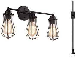 3 Wall Lights Industrial Bathroom Vanity Lighting Plug In Or Hardwire Industrial Cage Wall Sco In 2020 Bathroom Light Fixtures Industrial Wall Lights Cage Wall Sconces