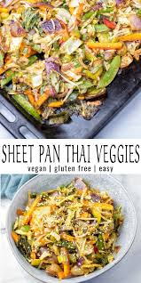 These Sheet Pan Thai Vegetables Are Ready In 20 Minutes With A Homemade Pad Thai Sauce This Is A Hassle Vegetarian Recipes Sheet Pan Recipes Healthy Cooking
