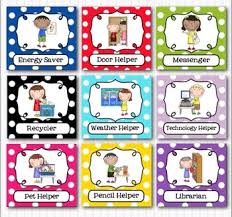 Editable Classroom Jobs Helpers Kids Bright Multicolored Polka Dots 40 Cards
