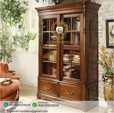 Lemari kantor arsip modera dengan warna abu elegan dan modern. Lemari Buku Jati Sliding Tambora Rak Buku Jati Furniture Jati Mebel Kantor