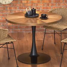 70cm, diamètre de la colonne du pied : Table Ronde Tulipe 100cm Avec Plateau Couleur Bois Et Pied Noir Melo