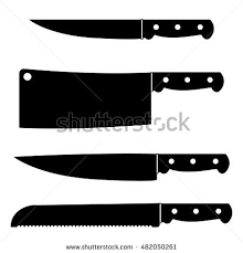 Set Of Kitchen Knives In A Black And White Vector Illustration Utility Knife Cleaver Knife Chef S Knife Bread Kni Knife Best Pocket Knife Cold Steel Knife