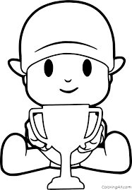 School's out for summer, so keep kids of all ages busy with summer coloring sheets. Pocoyo Holds A Trophy Coloring Page Coloringall