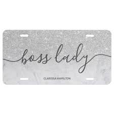 modern boss lady quote silver glitter marble license plate zazzle com boss lady quotes woman quotes boss lady pinterest