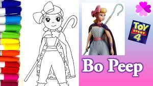 Coloring pages of the fourth fourth version of toy story, toy story 4 of pixar. How To Draw Bo Peep Toy Story 4 Cute And Easy Glitter Coloring Pages Youtube