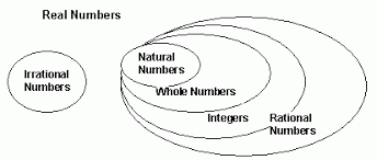 type of numbers natural whole integers rational