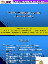 Ada juga dikongsikan senarai pengisian peti pertolongan. Kotak Pertolongan Cemas