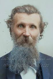 Here's a photo of Muir's father-in-law, Dr. John Strentzel, at his home in  Martinez, CA. Born in Lublin, Poland, he was forced into exile after  fighting the Russian's in the Polish Revolution