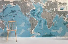 World Ocean Depths Map Wallpaper Mural