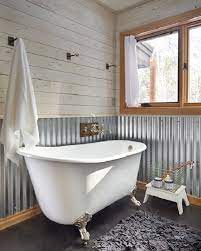 30+ best chair rail ideas, pictures, decor and remodel. Magnolia Home Galvanized Tin Chair Rail Height Yahoo Image Search Results Barn Bathroom Rustic Bathrooms Corrugated Metal Wall