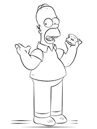 Na sala de espera, enquanto aguardava pela conversa, groening rascunhou homer, marge, bart, lisa e maggie e mostrou o desenho a brooks. Desenhos De Homer Simpson Comendo Rosquinha Para Colorir E Imprimir Colorironline Com