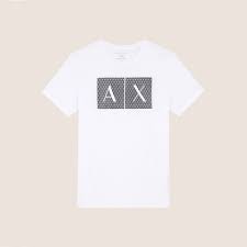 Armani exchange crew neck logo t shirt white. Armani Exchange Mesh Ax Logo T Shirt White