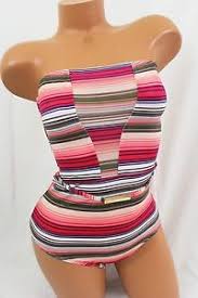 Details About Victorias Secret Swim Size S Off Shoulder One Piece Pink Multicolor Striped