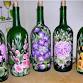 Floral wine bottle paintings