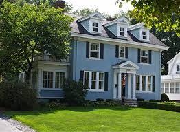 Light Blue House Except The Shutters And Door Would Be Tardis Blue House Exterior Blue Light Blue Houses Colonial House Exteriors