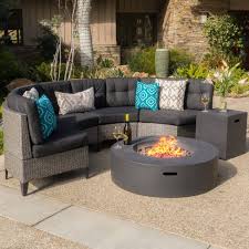 Serve appetizers and refreshments knowing that everyone will have a place to set their glass or plate in between bites. Navagio 6pc Wicker Half Round Sofa Set And Fire Table Christopher Knight Home Target