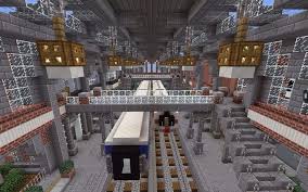 A helical, concrete structure shapes the interior of the garage, which is encased by exterior concrete framework. Train Station Update Interior Mcpe Minecraft Amino