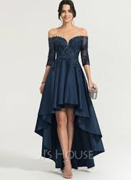 Tout robes de bal robes de soirée robes de mère de mariée robe de demoiselle d'honneur robe de mariée robe de cortège enfant des vêtements formelle. A Line Off The Shoulder Asymmetrical Satin Prom Dresses 018186895 Jj S House