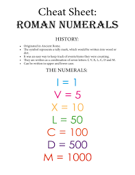 Here is an example of what an order might look like using roman numerals: Cheat Sheet Roman Numerals