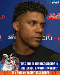 Juan Soto credited Josh Hader's nasty stuff when discussing his 9th inning  strikeout from yesterday's game: https://on.sny.tv/pgeIX5S