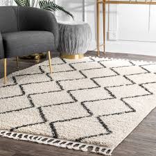 Black And White Diamond Area Rug Michelle Diamond Trellis Tassel Rug Area Rugs Black Area Rugs Shag Area Rug