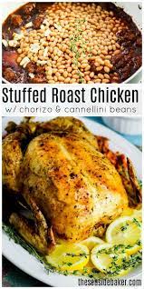Stuffed Roast Chicken With Chorizo And Cannellini Beans A Gordon Ramsay Recipe Is A Flav Gordon Ramsay Recipe Roast Chicken Dinner Roast Chicken And Chorizo