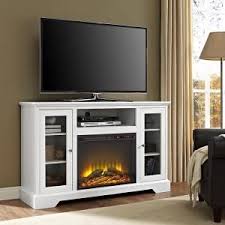 Walker Edison Furniture Company 52 In Highboy Fireplace Wood Tv Stand Console White Hd52fp32wh The Home Depot Tv Stand Furniture Fireplace Tv Stand Tv Stand Wood