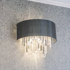 America's favorite crystal chandelier maker for 80 years. Halle Wall Light Grey Crystal Cw Shade