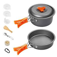 Gonex Kit Casserole Camping 11 Piecescasserole Et Poele 1 2 Personnes En Aluminum Antiadhesifs Pour Peche Randonnee En 2020 Cuisine Exterieure Cuisine Camping Camping