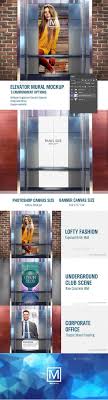 Elevator Ad Mural Psd Mockup Print Mockup Mockup Mockup Psd